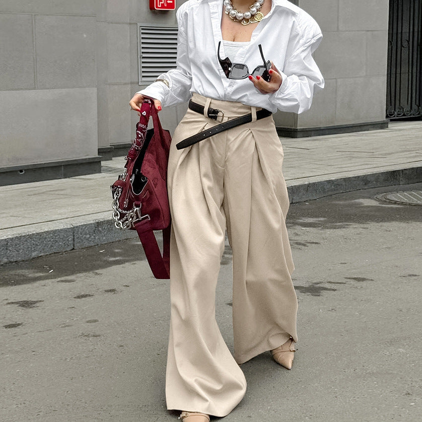 Pantalon décontracté à taille haute couleur