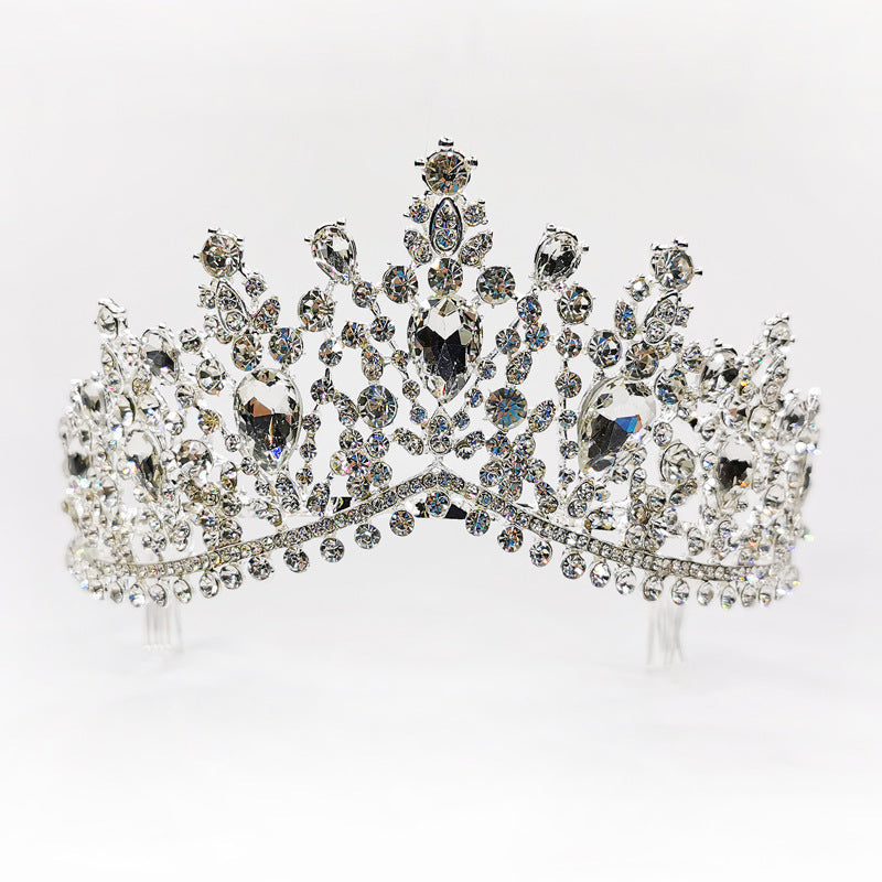 Corona di strass Tiara nuziale da sposa Grande corona Tiara nuziale Corona