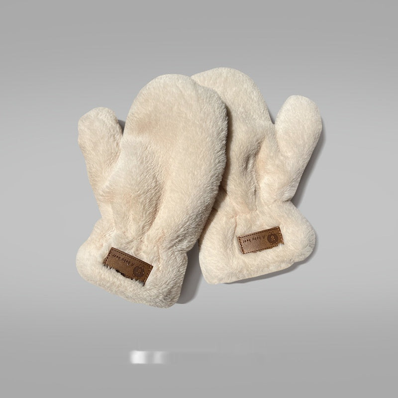 Fleece-lined Mittens Plush Autumn And Winter Warm Gloves