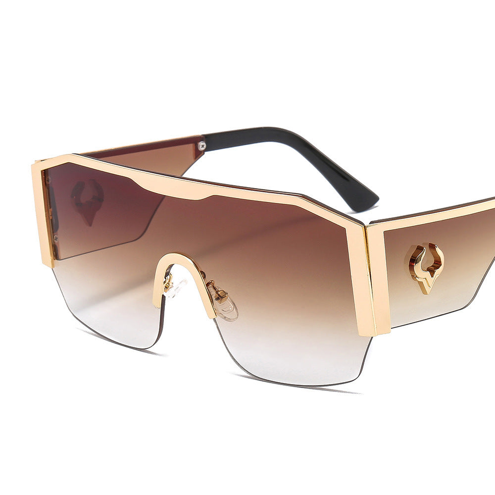 Large Frame One-piece Metal Sunglasses