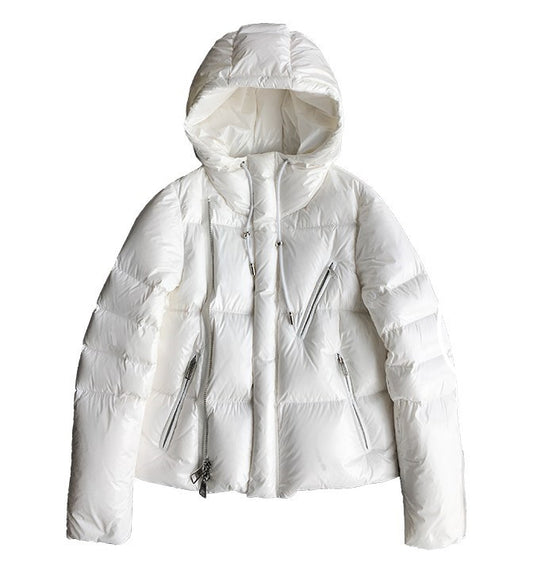 Short White Glossy And Thick Down Jacket