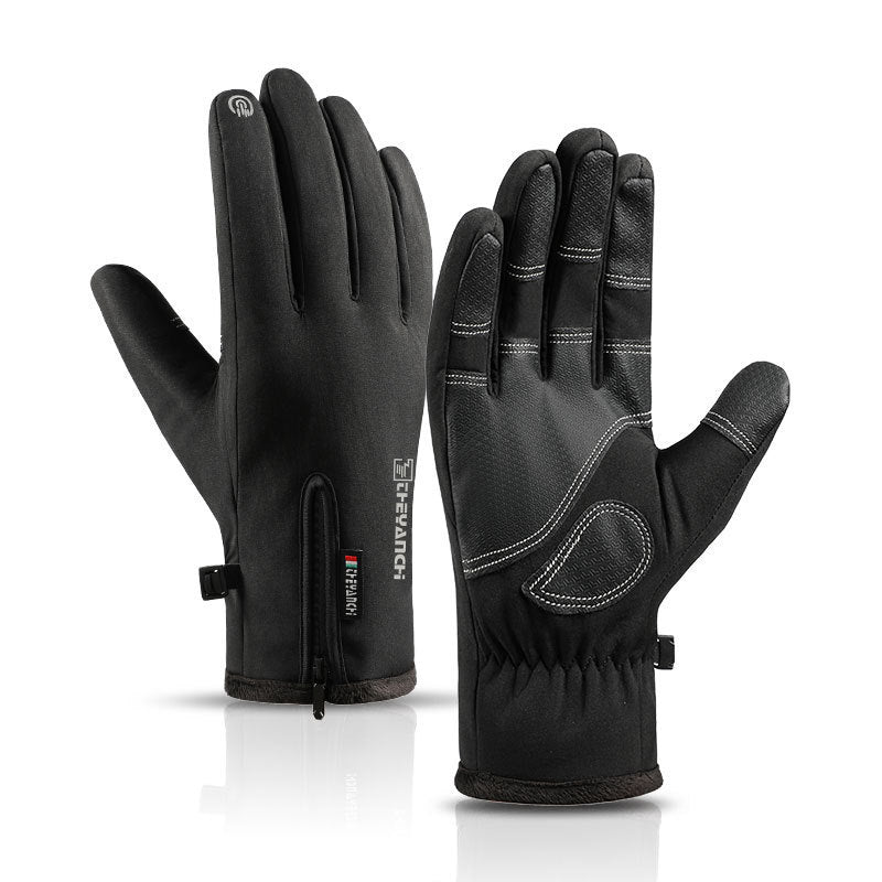 Outdoor waterproof gloves winter zipper touch screen