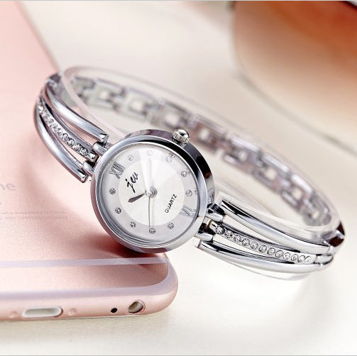 Round Watch Women's Rhinestone Steel Band Fashion Watch