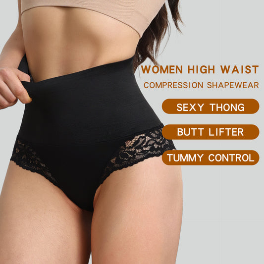 Belly Contracting Hip Lifting And Mid-waist Underwear Lace Body Shaping