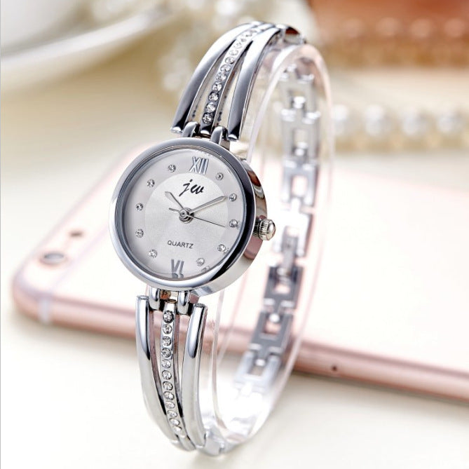 Round Watch Women's Rhinestone Steel Band Fashion Watch