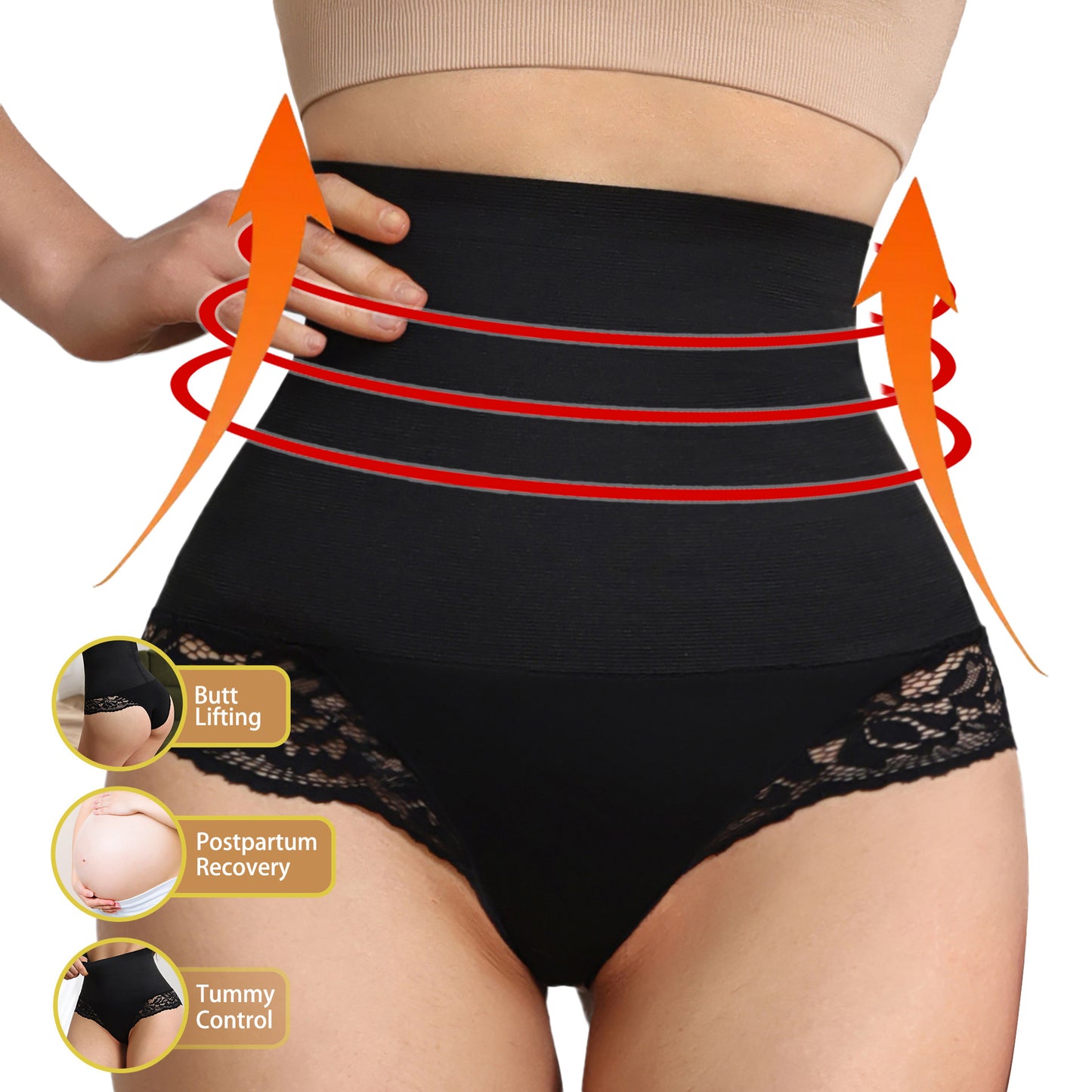 Belly Contracting Hip Lifting And Mid-waist Underwear Lace Body Shaping