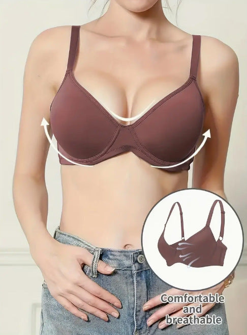 Push Up Breast Holding Thin Cup Bra With Steel Ring