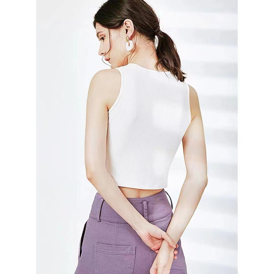 Summer Knitted Slim White Inner Bottoming Top