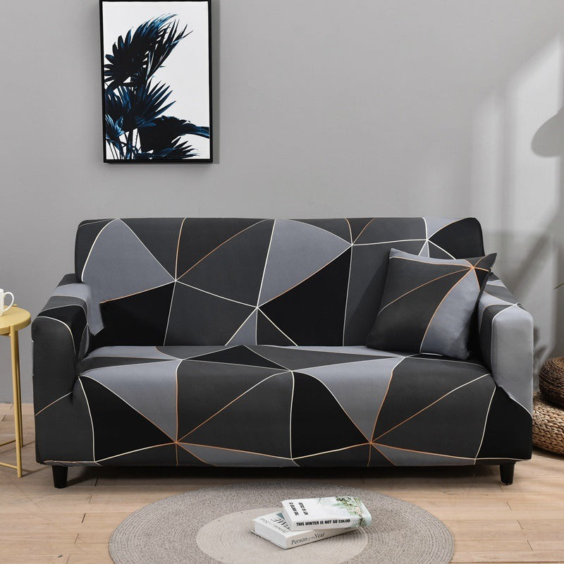 Black Square Black And White Gray Printed Sofa Cover