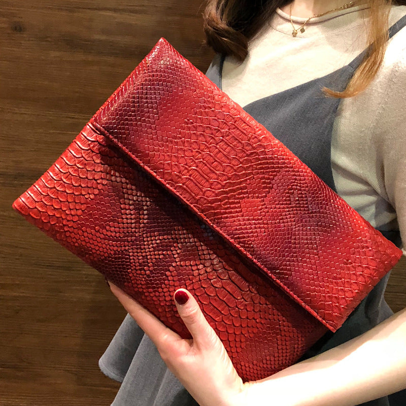 Female Snake Print Clutch All-match Large Capacity