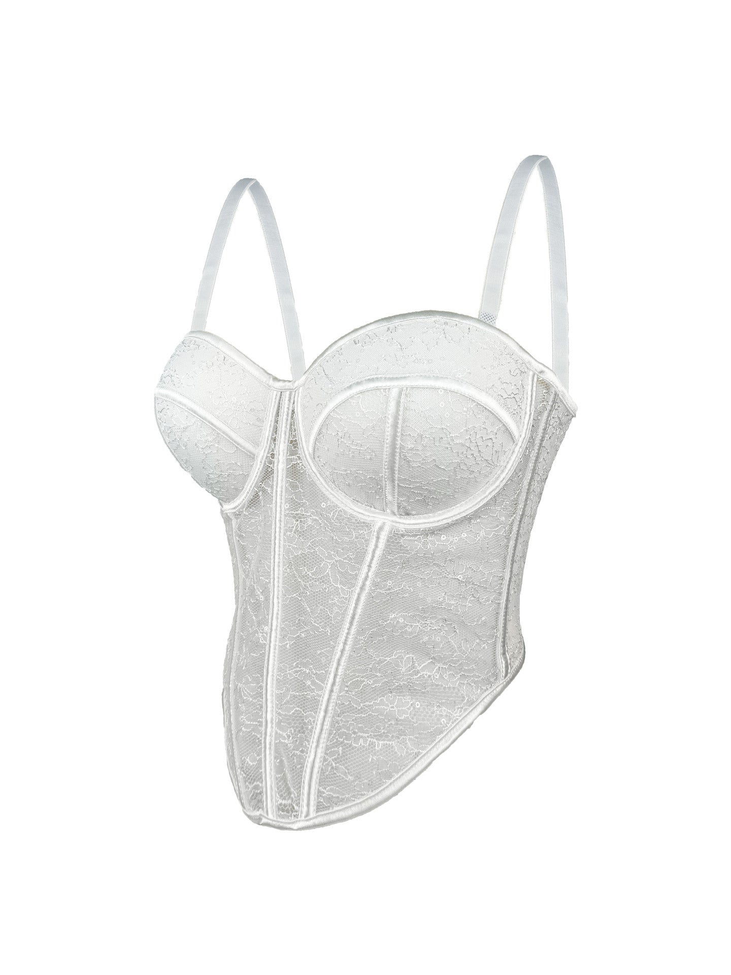 Mesh Camisole Low Cut Contrast Color Cinched Waist Slim-fit Breathable Body Shaping Fishbone Corset