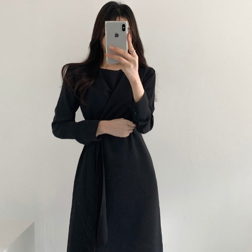 Autumn and Winter Retro Temperament Bag Hip Long Skirt