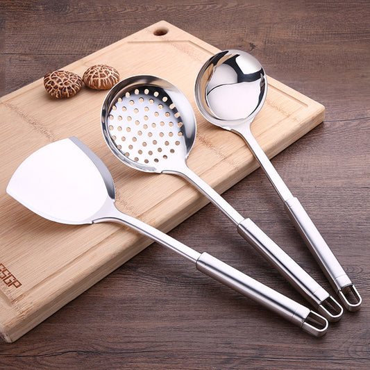 Jieyang wholesale manufacturers of stainless steel kitchen kitchen spoon spatula scoop colander cooking scoop shovel suit