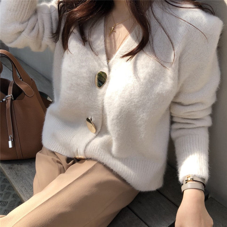 Lazy knitted cardigan top women