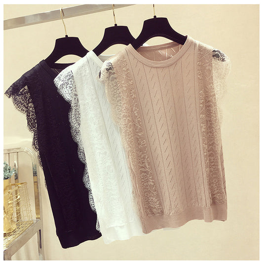 Lace knitted vest women