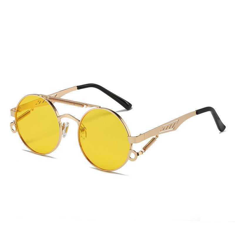 Men's And Women's Fashion Retro Spring-legged Double-beam Metal Glasses