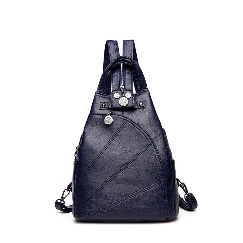 Soft leather anti-theft backpack