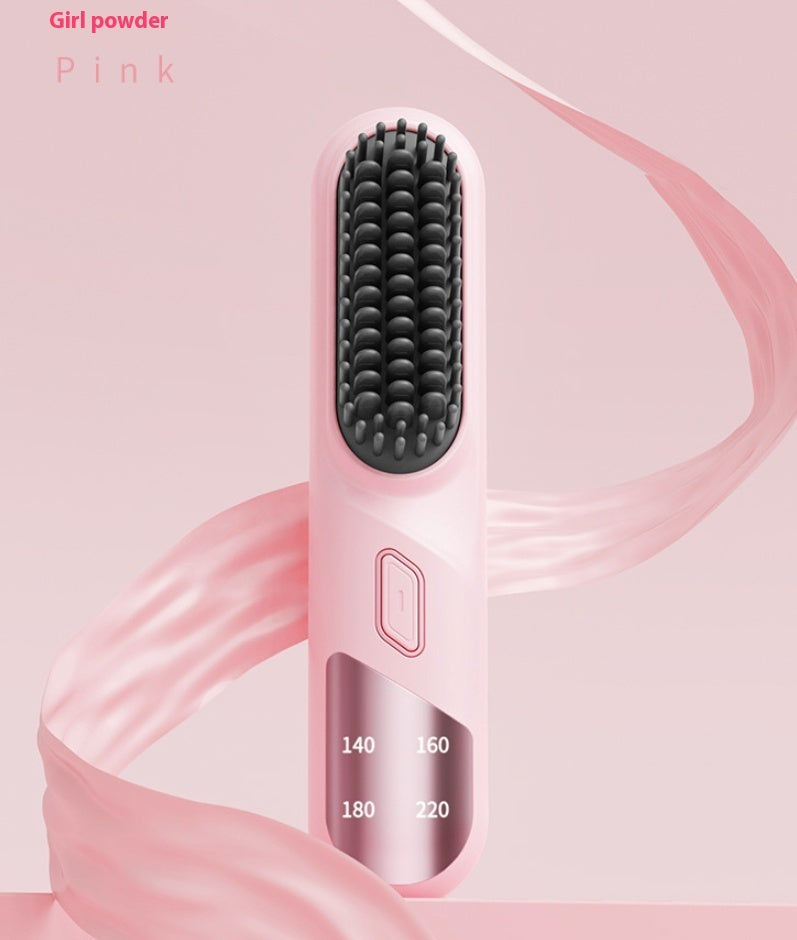 Brosse de lisseur sans fil de cheveux secs humides avec des ions négatifs de chauffage rapide pour les cheveux bouclés duveteux pour électrique