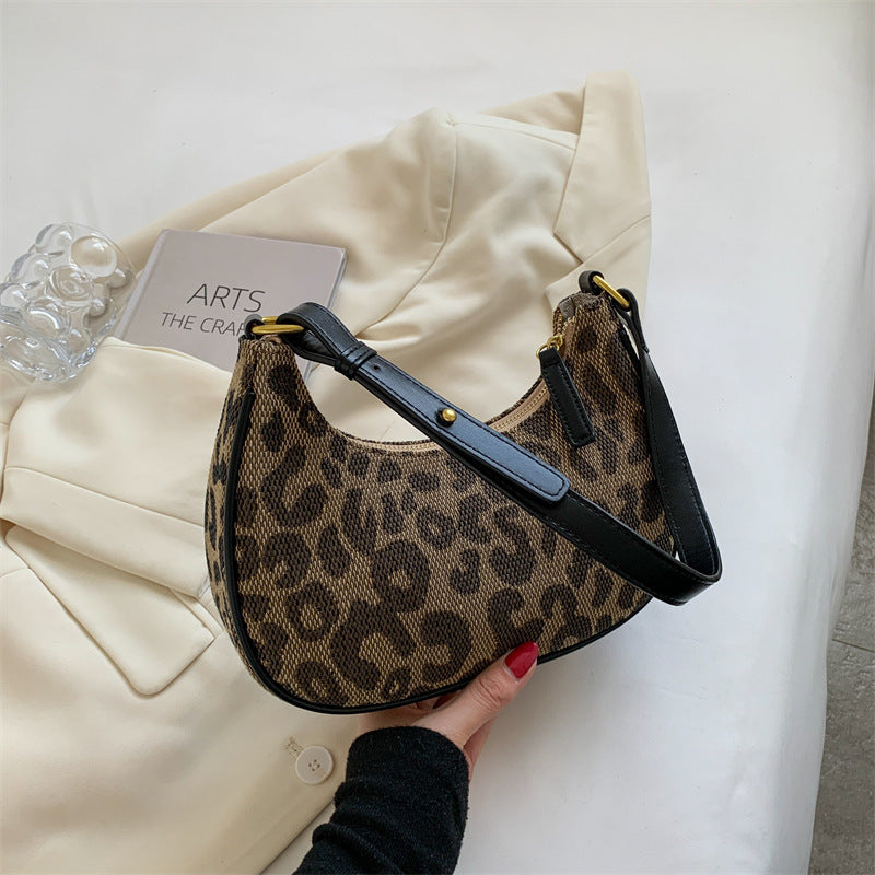 Retro Leopard Print Small Bag Women Fashion Texture One Shoulder