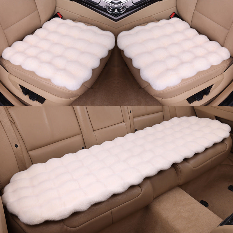 Car Cushion Winter Bubble Velvet Rabbit Plush Three-piece Set Without Backrest