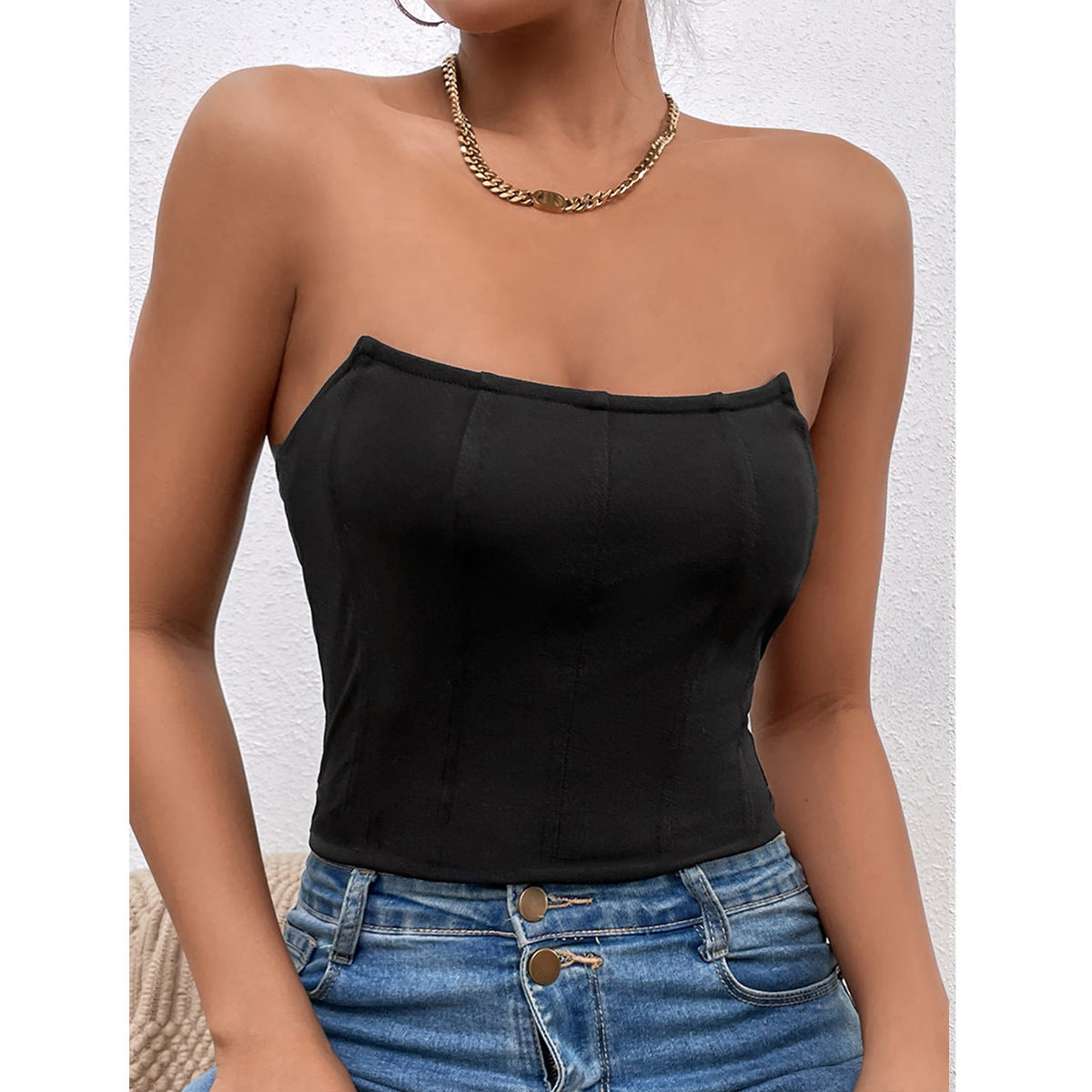 Basic Strapless Tube Top Jumpsuit Women