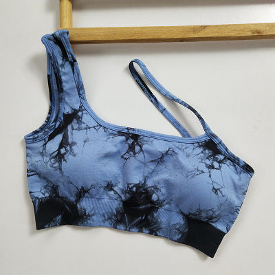 Tuta fitness senza cuciture, reggiseno sportivo tie-dye con sollevamento fianchi a vita alta, pantaloncini da corsa