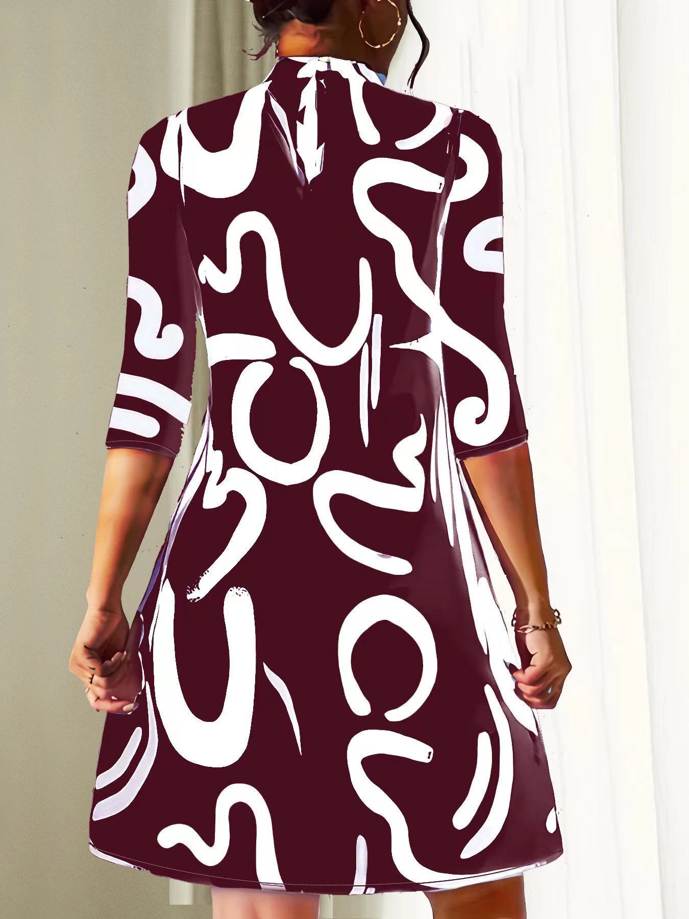 Fashion Printing Dress Polyester Women