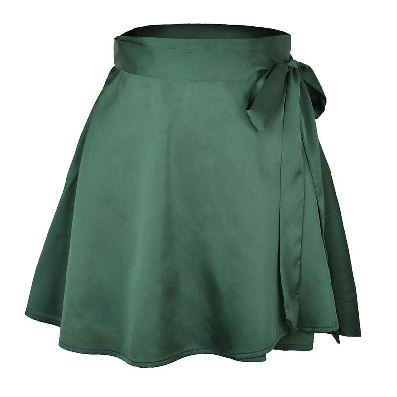 Hip-packed Solid Color Skirt Female Fashion Chiffon Satin High Waist A-Line Short Skirt