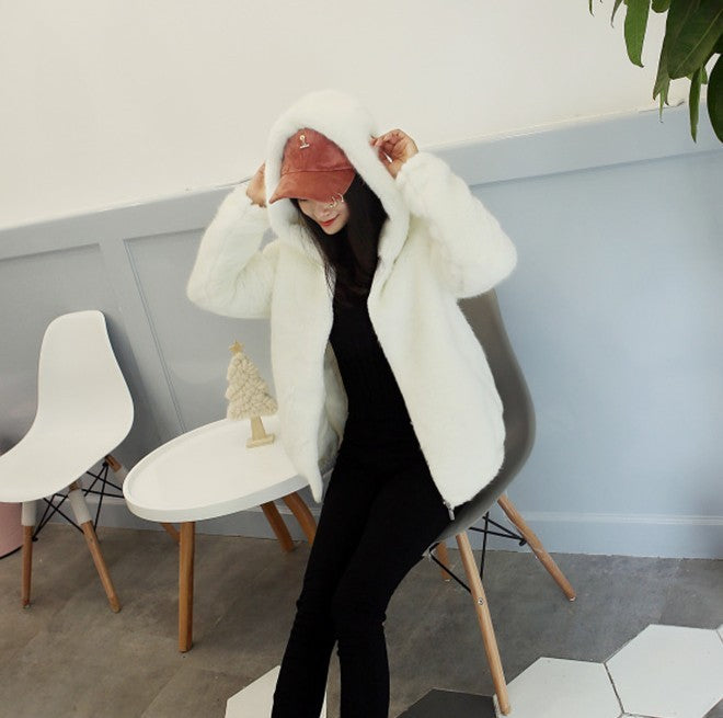 Faux fur mink coat women