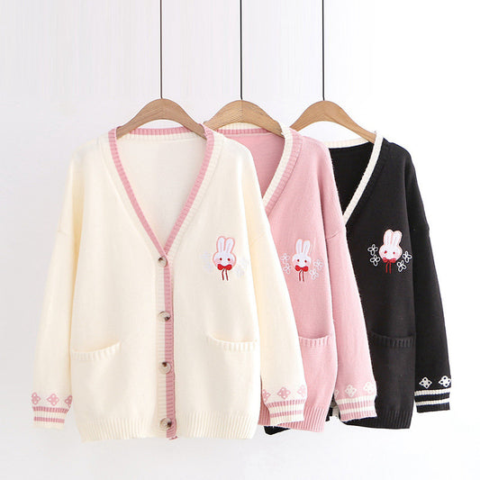 Rabbit cardigan V-neck sweater