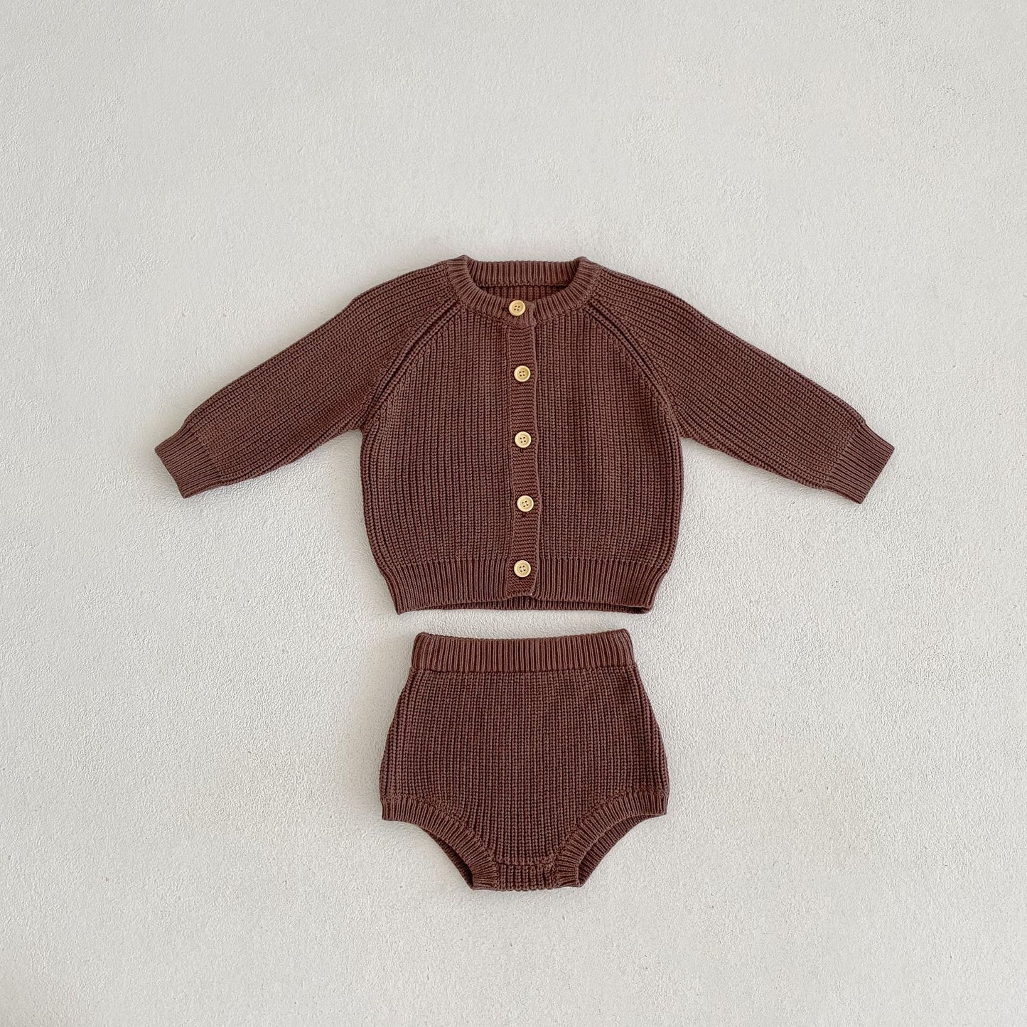 Baby Cotton Yarn Bulky Underpants Cardigan Coat Two-piece Suit