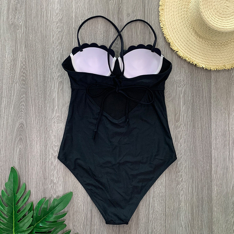 Women's solid color one-piece swimsuit