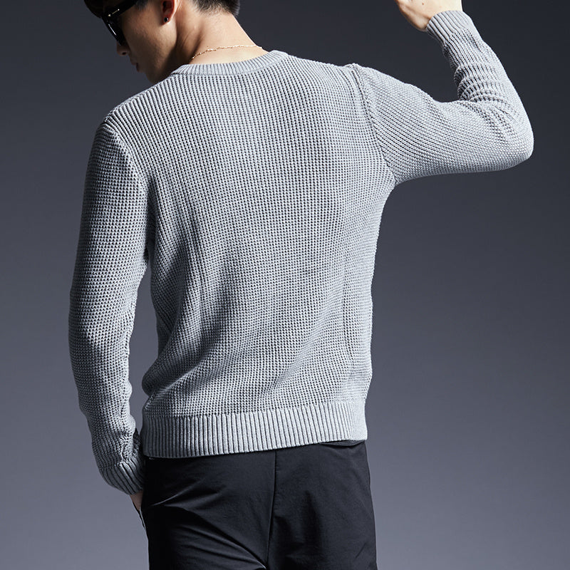 Men's solid color button sweater