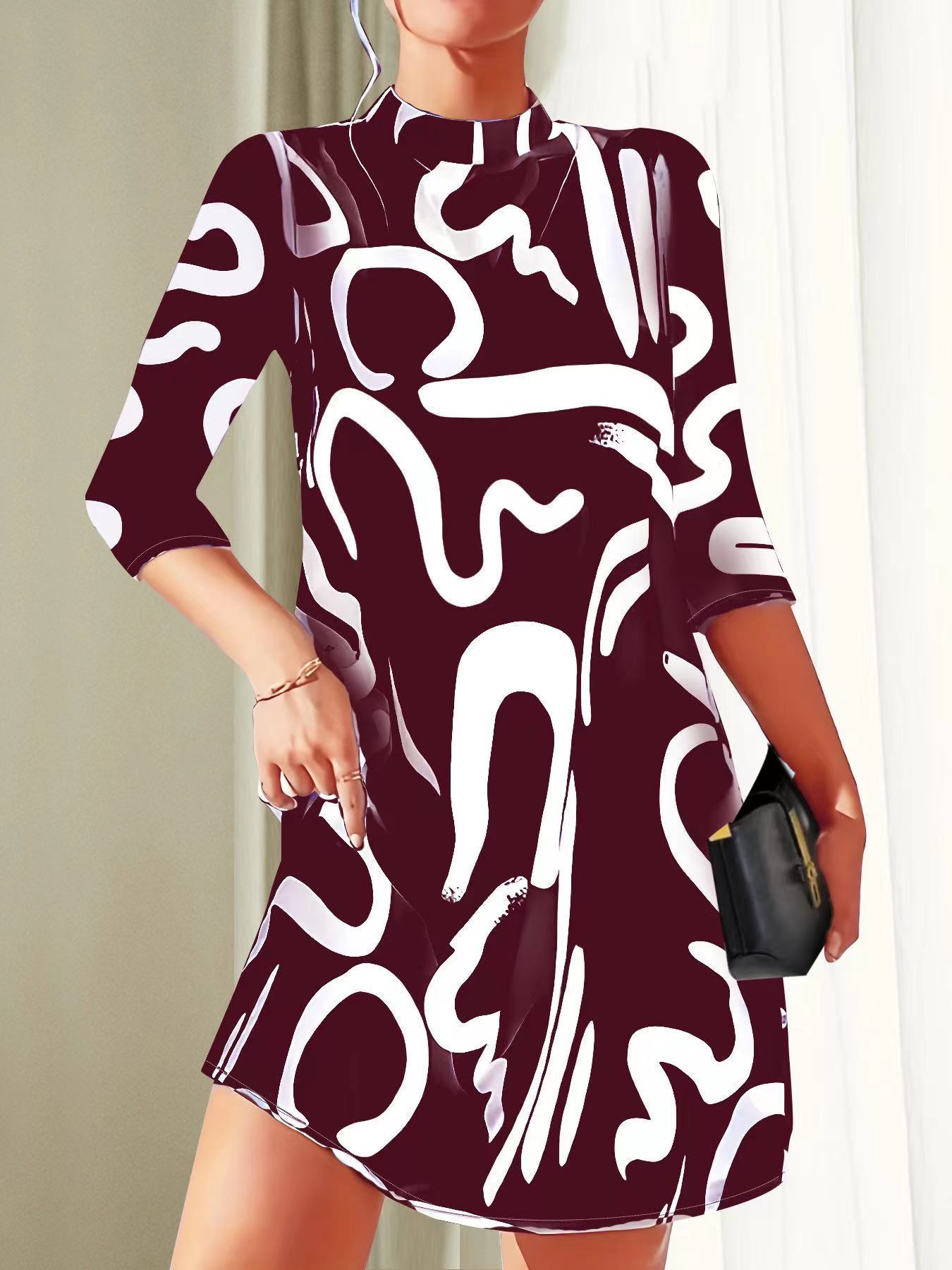 Fashion Printing Dress Polyester Women