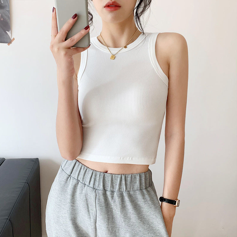 Summer Knitted Slim White Inner Bottoming Top