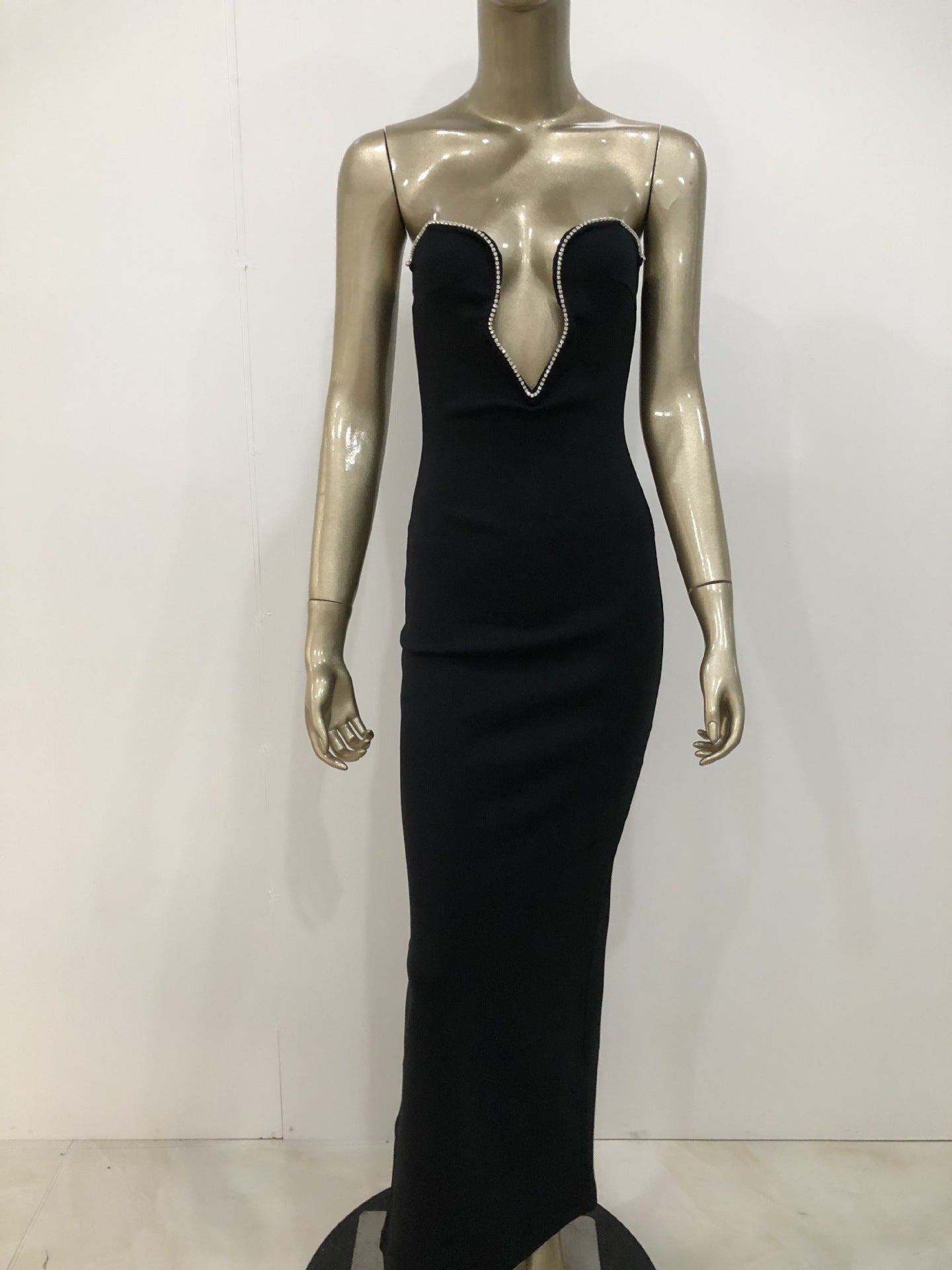 Fashion Bandage Dress V Neck Diamond