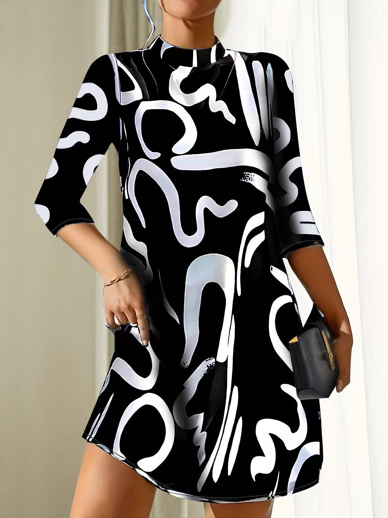 Fashion Printing Dress Polyester Women