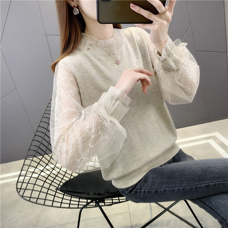 Lace Autumn And Winter Thin Loose Fashionable Stylish Sweater Short Knitted