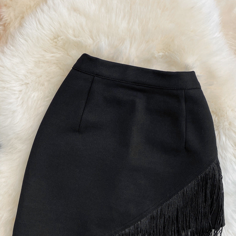 High Waist Tassel Women's New Elastic Hip Skirt