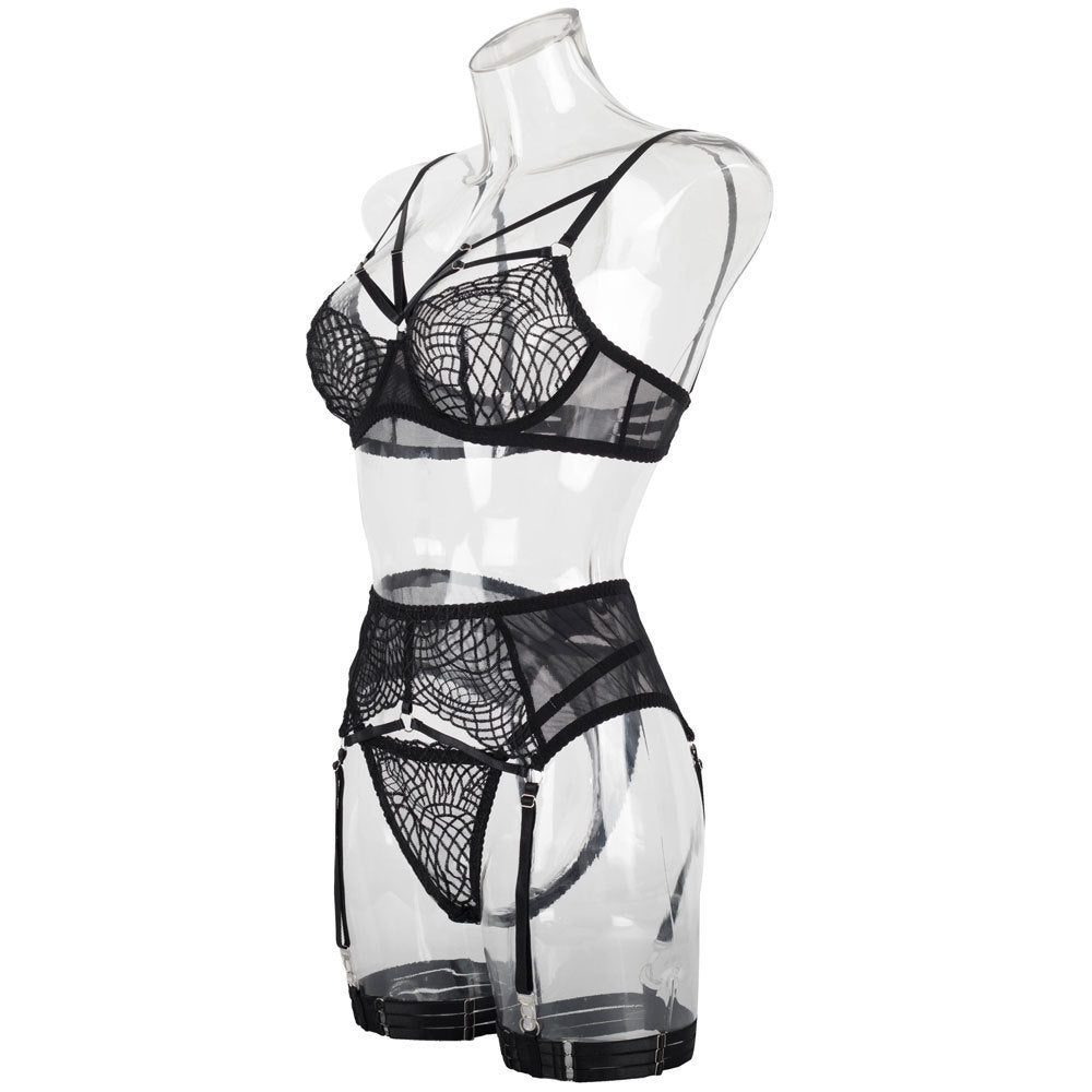 Underwear Garter Embroidered Mesh Body Shaping Two-piece Suits