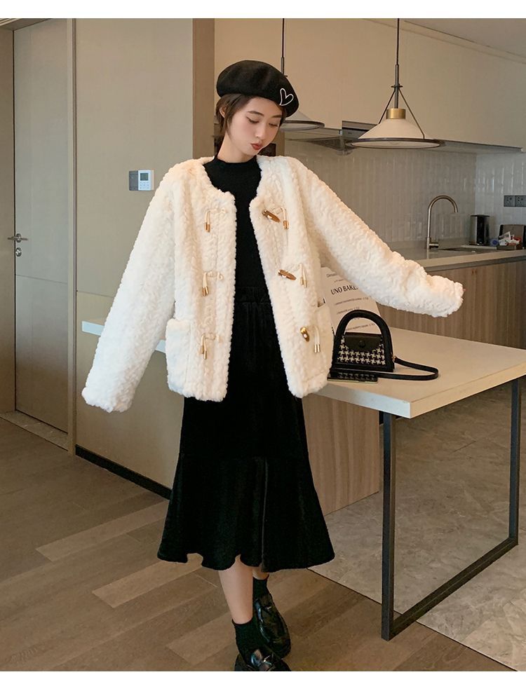 Lamb Wool Fur Coat For Women