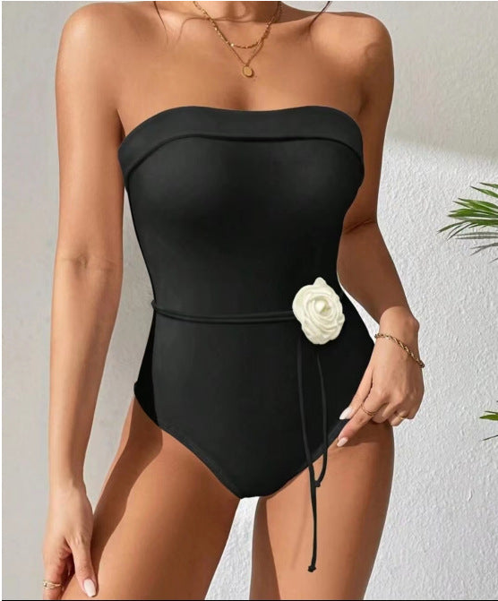 Solid Color Sexy Tight Halter One-piece Bikini Swimsuit