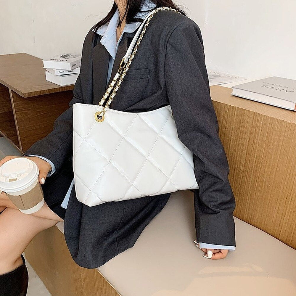 Oversized Shoulder Chain Bag Synthetic Leather Handbag