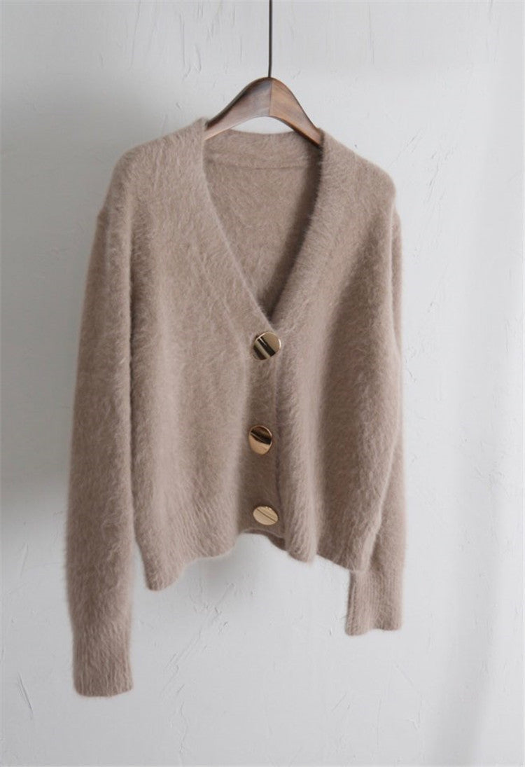 Lazy knitted cardigan top women