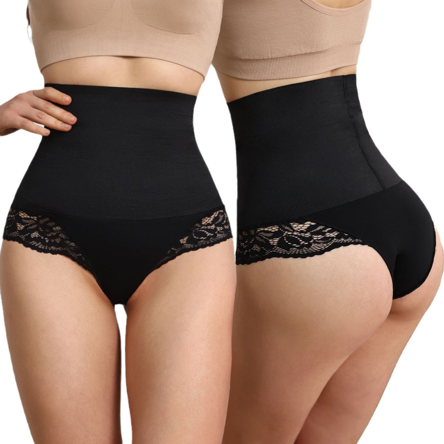 Belly Contracting Hip Lifting And Mid-waist Underwear Lace Body Shaping