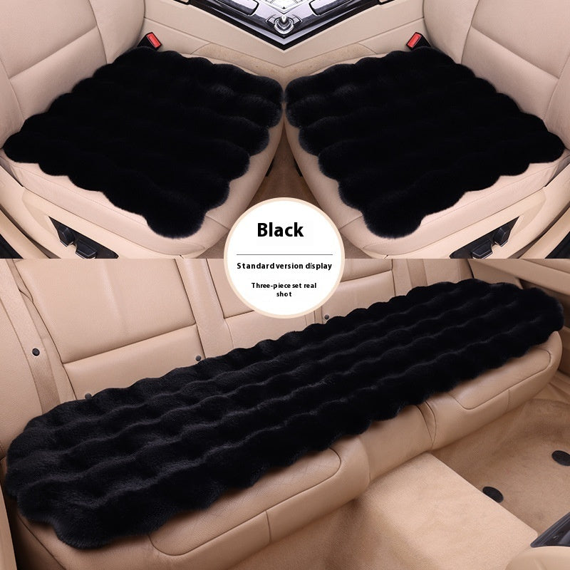 Car Cushion Winter Bubble Velvet Rabbit Plush Three-piece Set Without Backrest