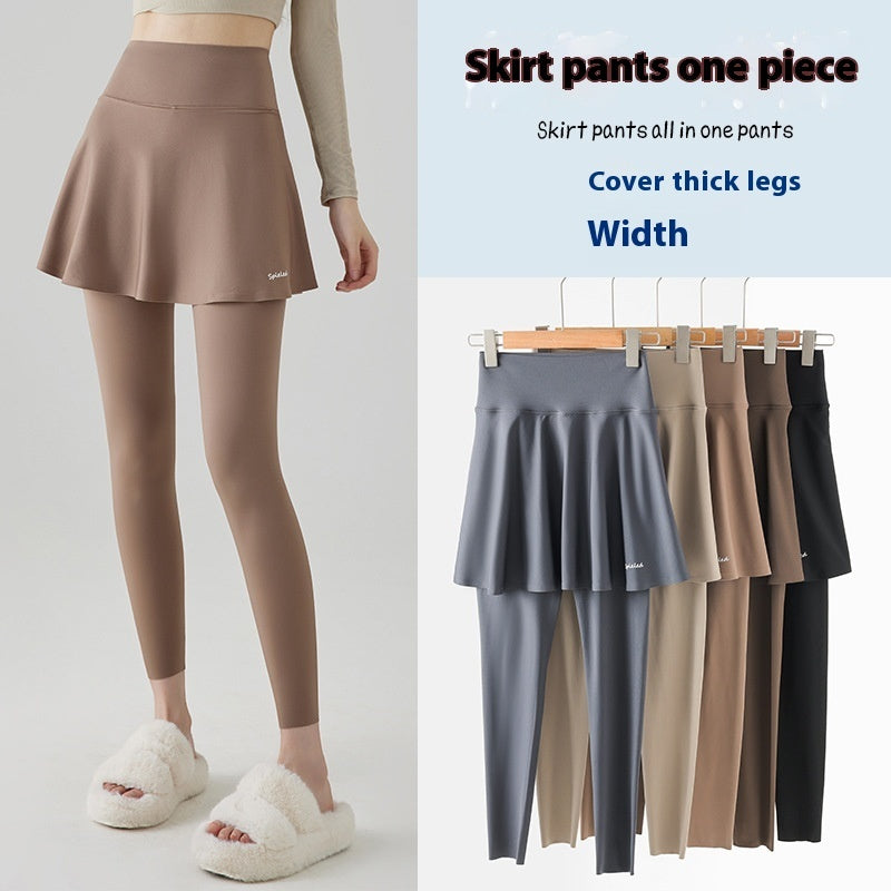 Yoga Culottes For Women High Waist Hip Lift Outer Wear Spring And Autumn Thin Fake Two-piece Skort