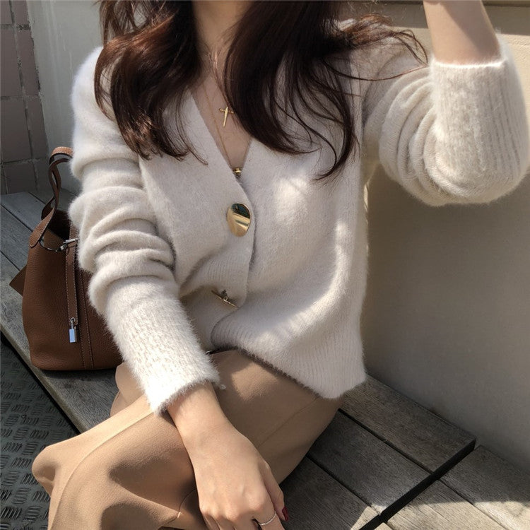 Lazy knitted cardigan top women