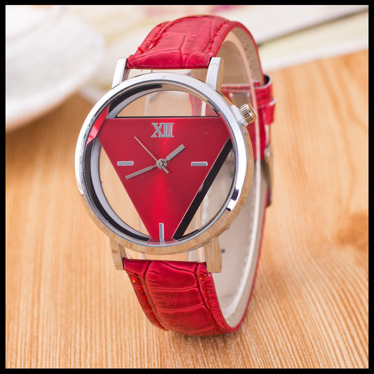 Triangle watch personality stylish double-sided hollow quartz watch