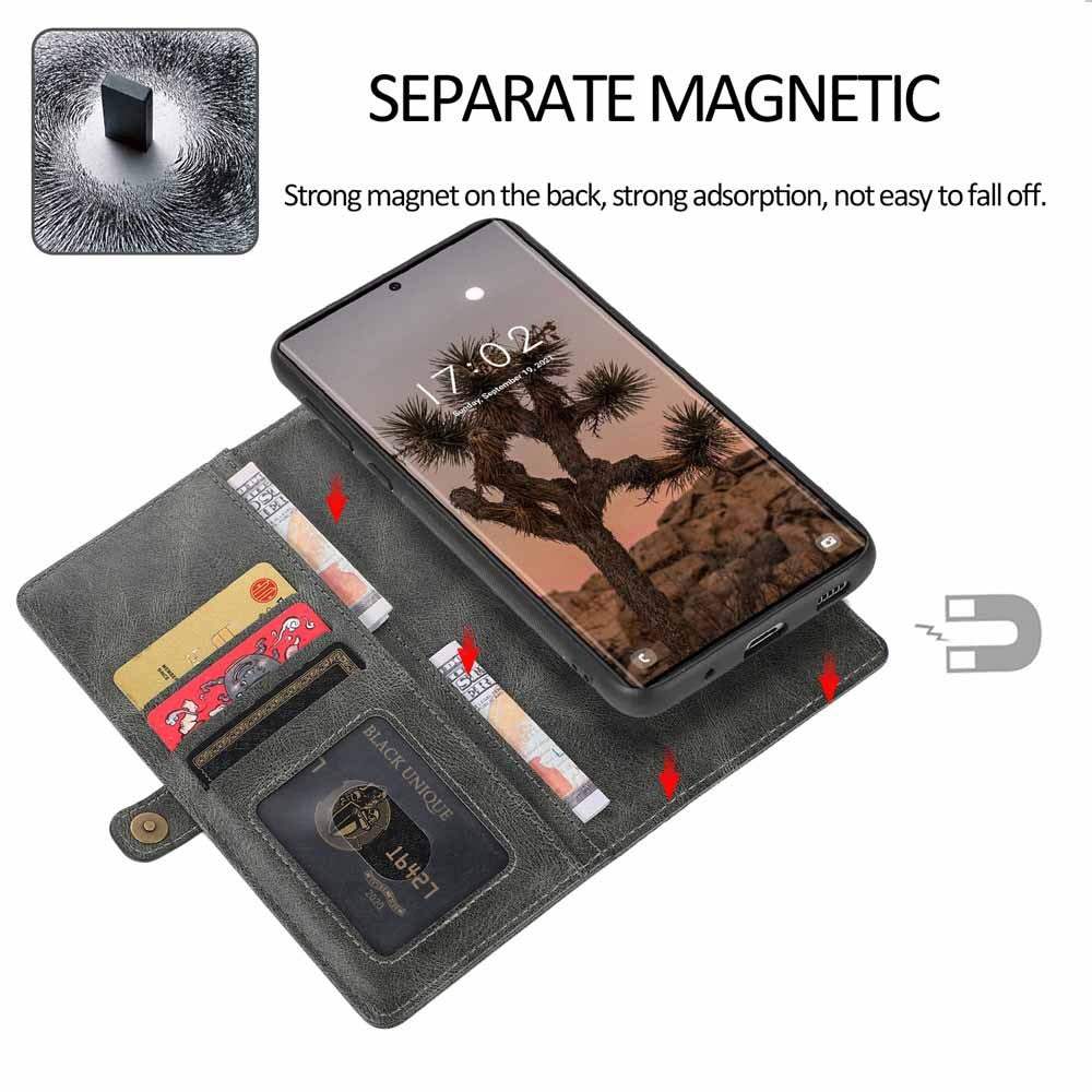 Custodia per telefono con ventosa magnetica in pelle multi-card con motivo Crazy Horse